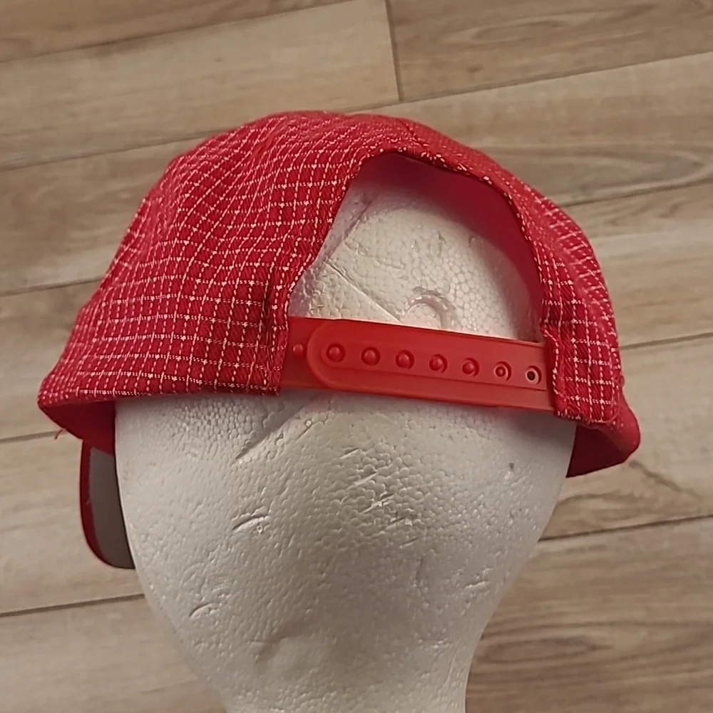 KANSAS CITY CHIEFS Red Grid LOGO7 NFL Superbowl Champs Snapback Cap Hat VTG RARE